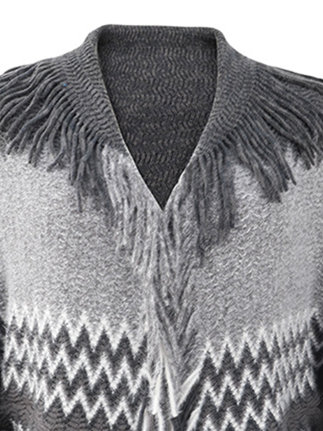 Honeybee Mumford's Geometric Fringe Open Front Cardigan