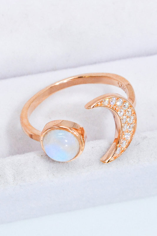 Honeybee Mumford's Natural Moonstone and Sun & Moon Open Ring