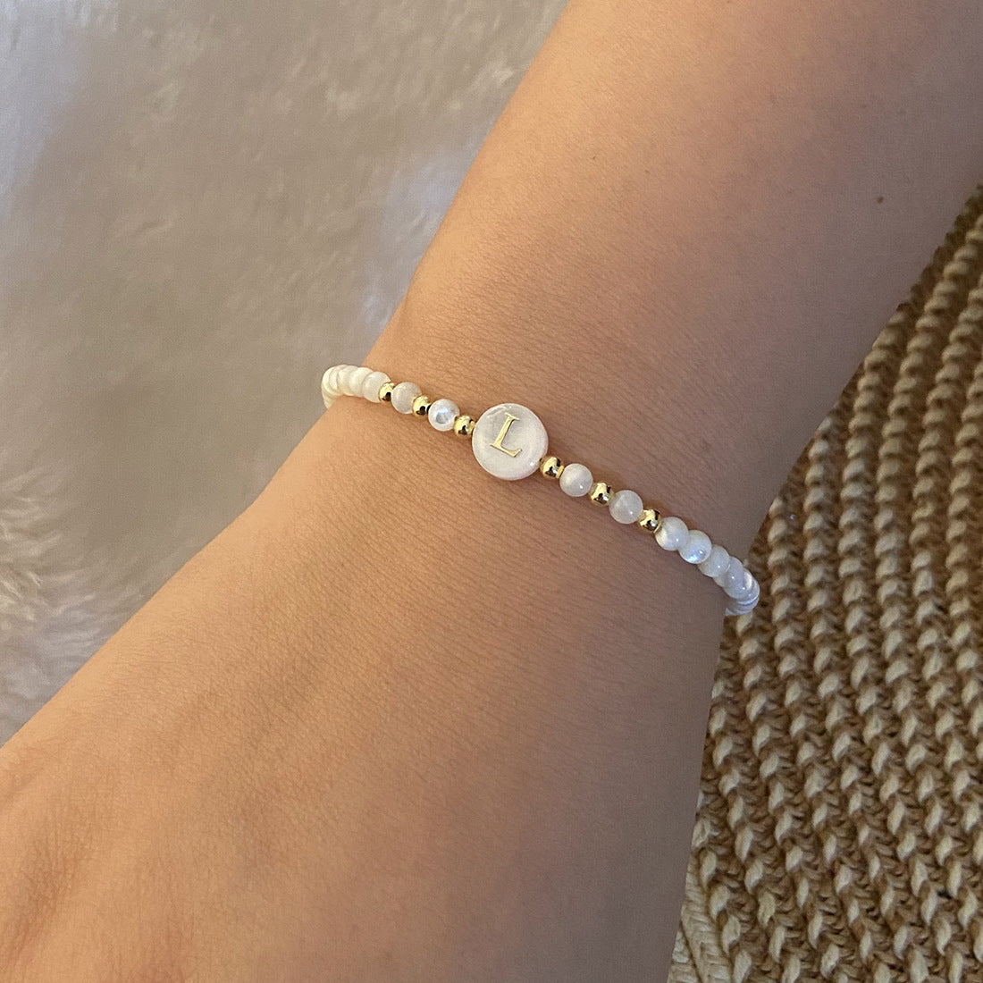 Honeybee Mumford's Shell Letter Bead Bracelet