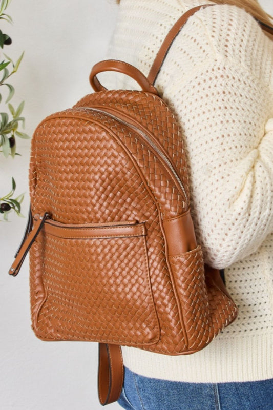 honeybee Mumford's Leather Woven Backpack