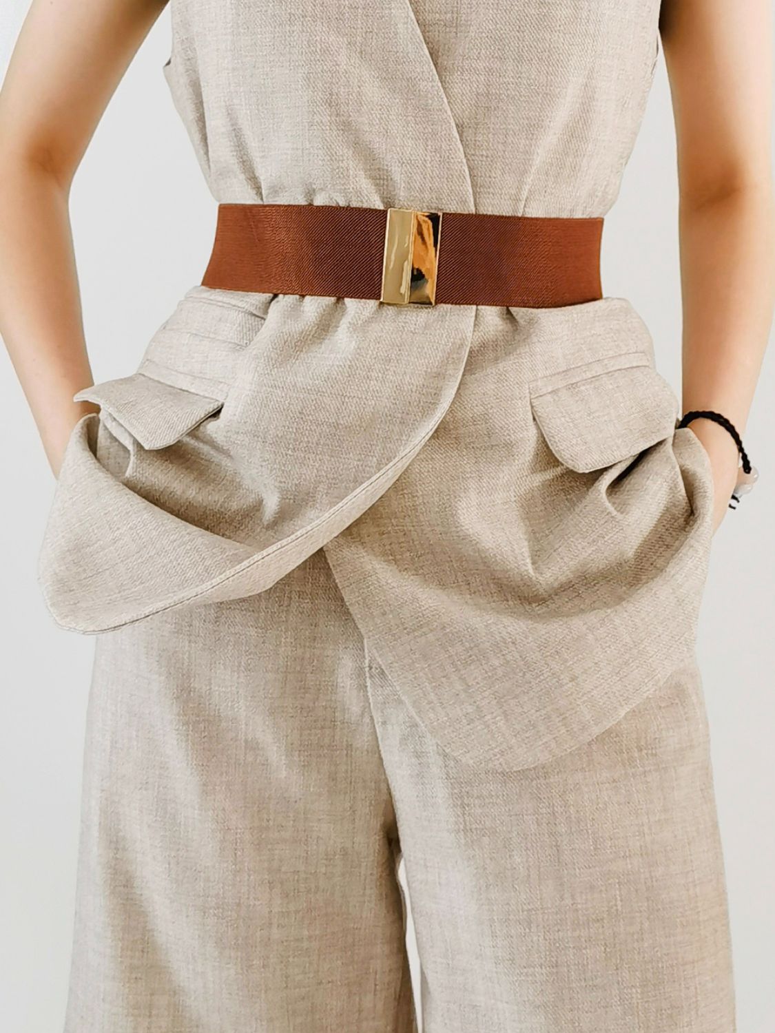 Honeybee Mumford's Tan or Black Buckle Elastic Belt