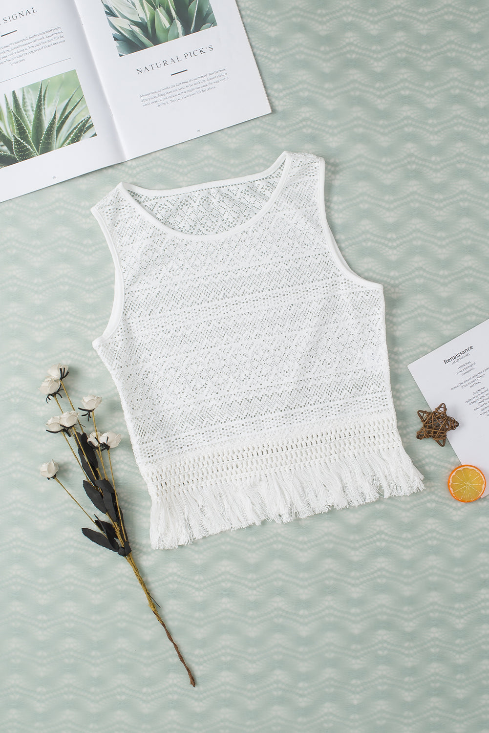 Honeybee Mumford's Fringe Openwork Round Neck Tank