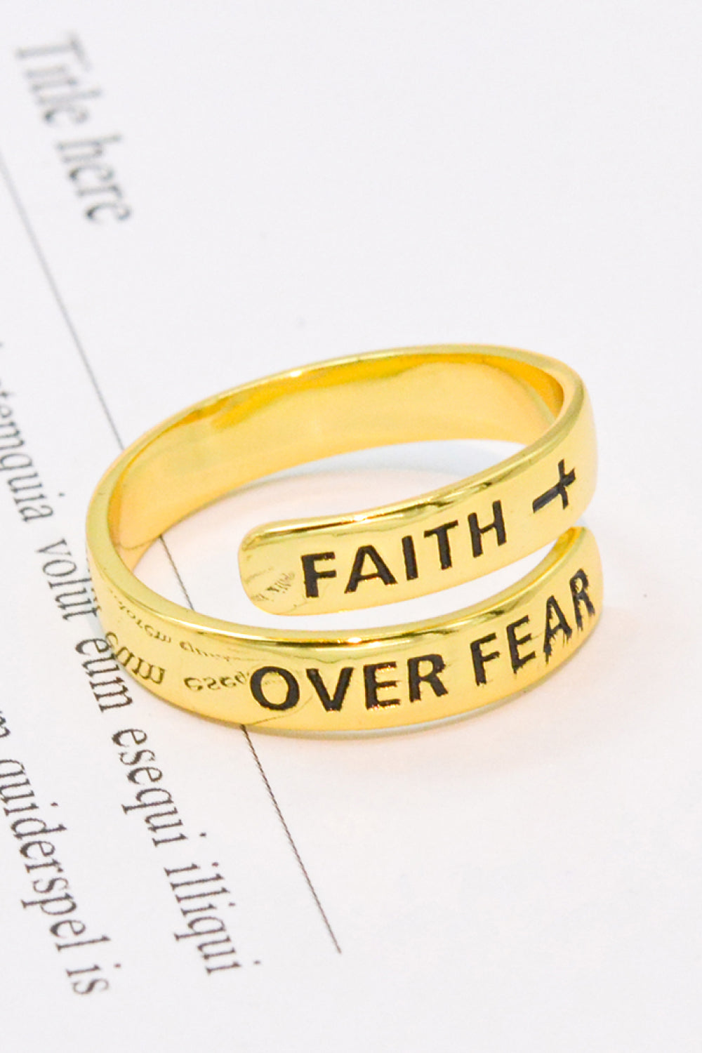 Honeybee Mumford's Silver "FAITH OVER FEAR" Bypass Ring