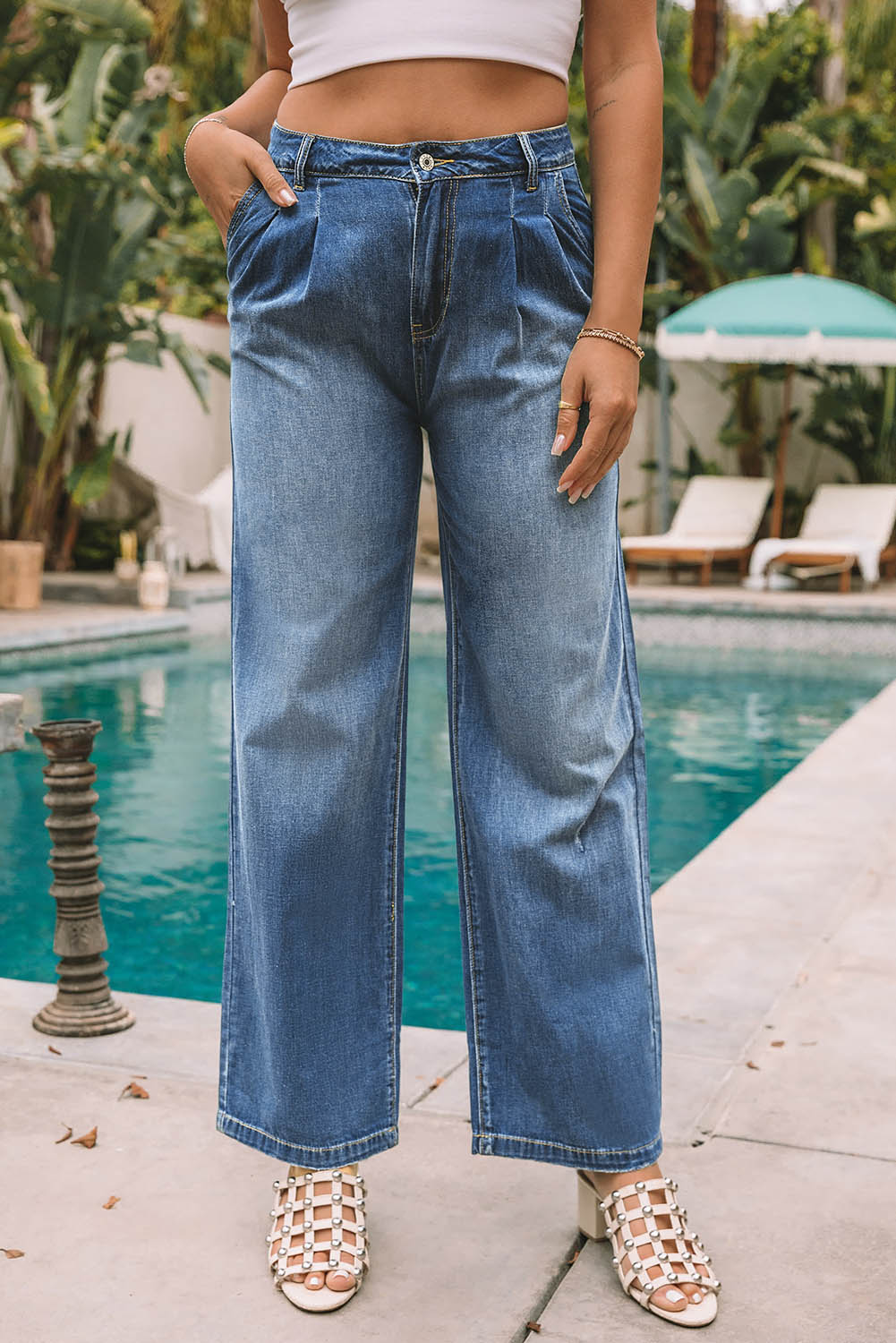 Honeybee Mumford's Blue Slouchy Wide Leg Jeans