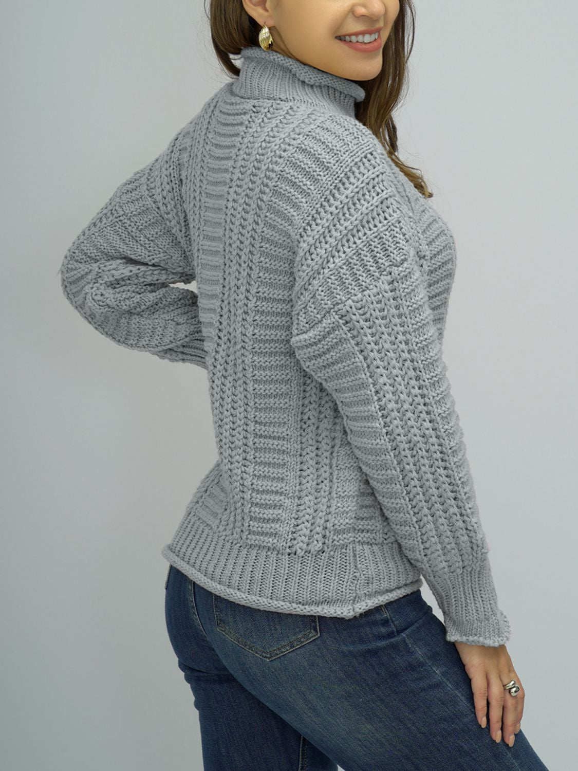 Honeybee Mumford's Cable-Knit Mock Neck Sweater