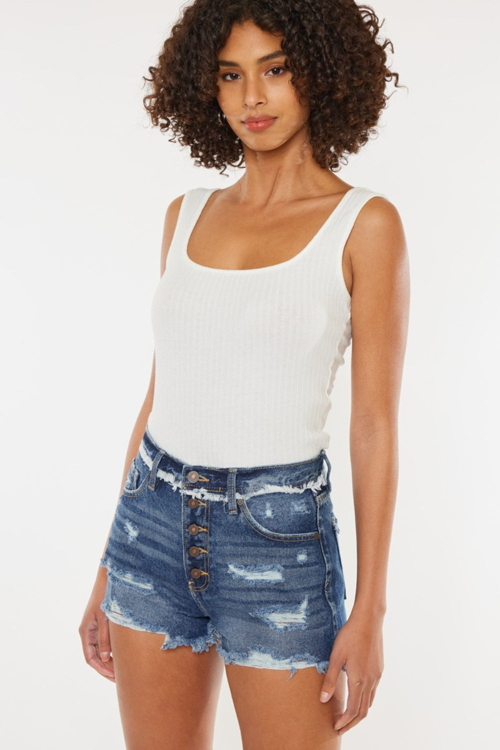 Honeybee Mumford's Distressed Button Fly Denim Shorts