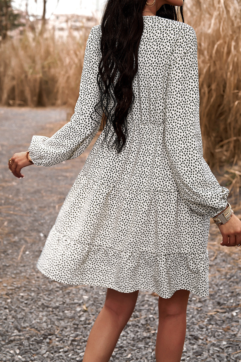 Honeybee Mumford's Lace Trim V-Neck Long Sleeve Dress