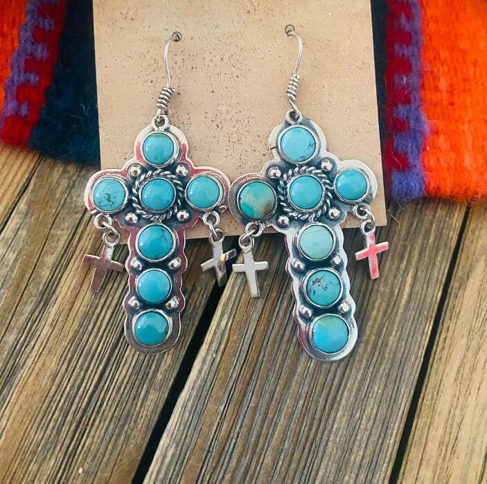 honeybee Mumford's Turquoise Cross Shape Earrings