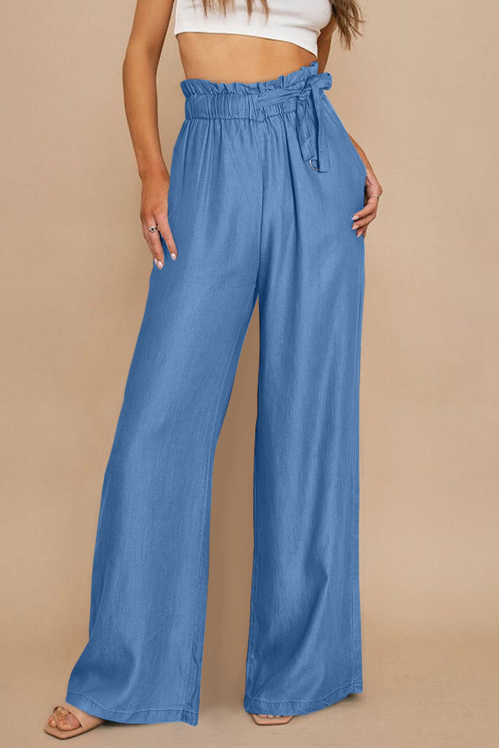 Honeybee Mumford's High Waist Pocketed Wide Leg Tencel Jeans