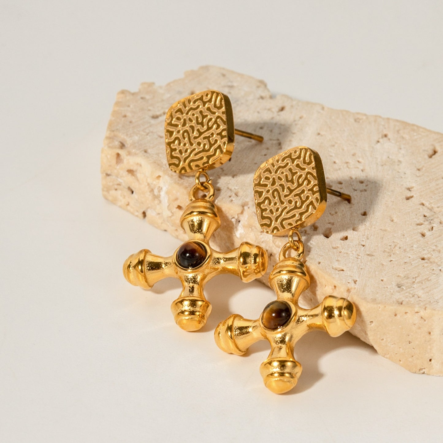 honeybee Mumford's Gold-Plated Cross Shape Earrings