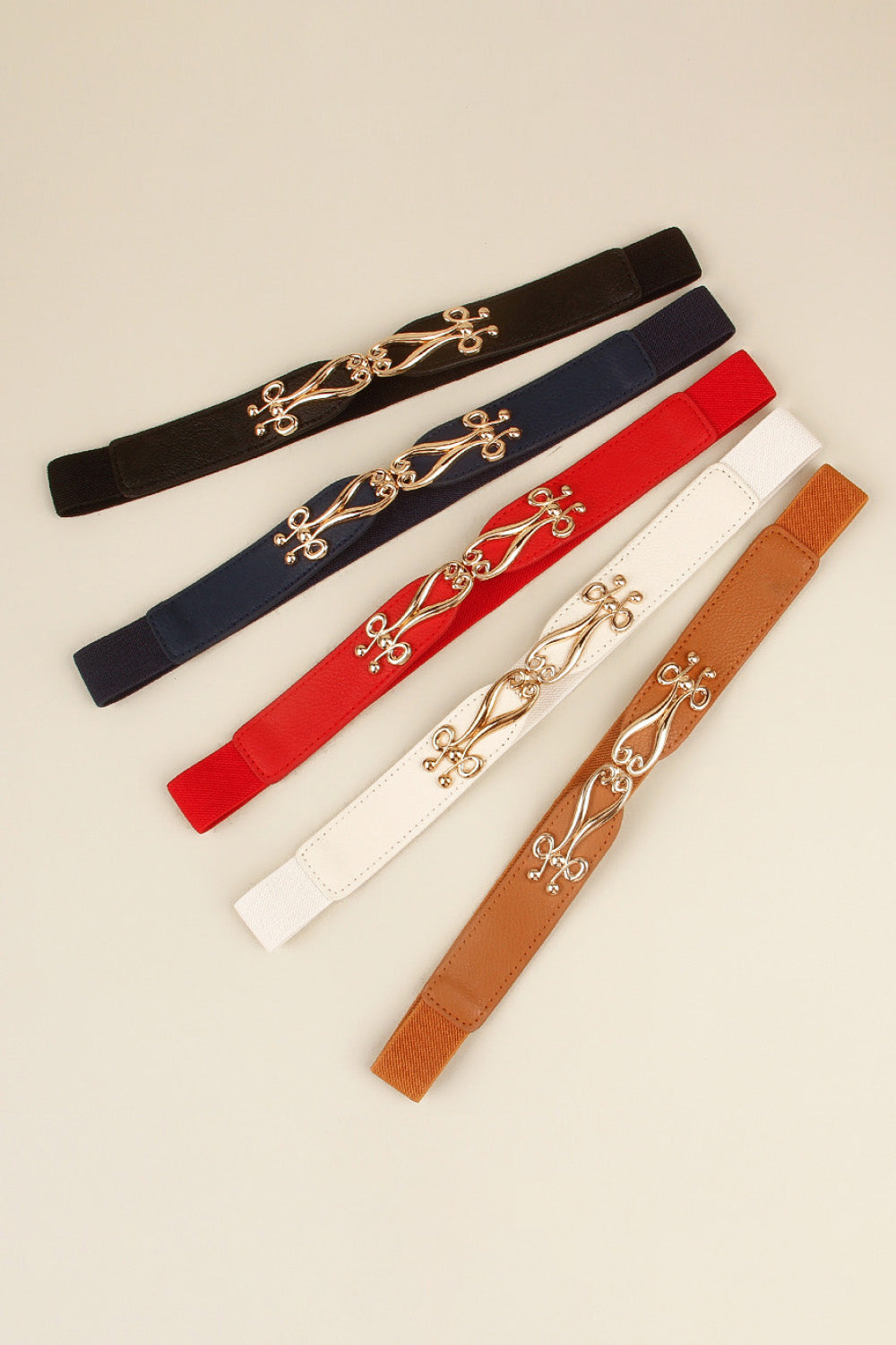 Honeybee Mumford's Buckle Elastic Belt ( Black, Carmel, blue, black or white colors)