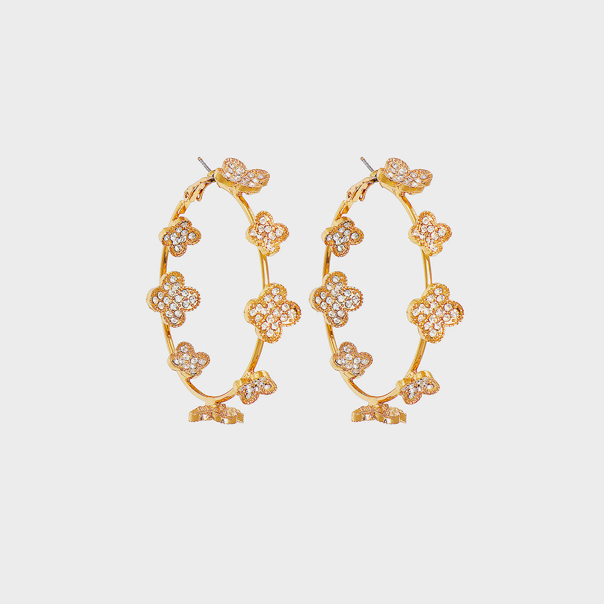 honeybee Mumford's Circle Shape Rhinestone Earrings