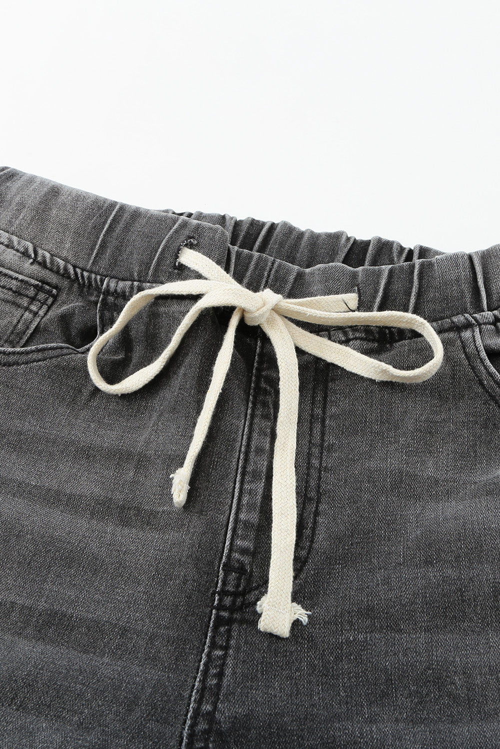 Honeybee Mumford's Drawstring Distressed Raw Hem Jeans with Pockets