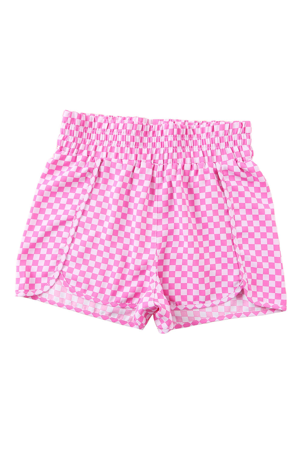 Honeybee Mumford's Pink Plaid High Waisted Athletic Shorts