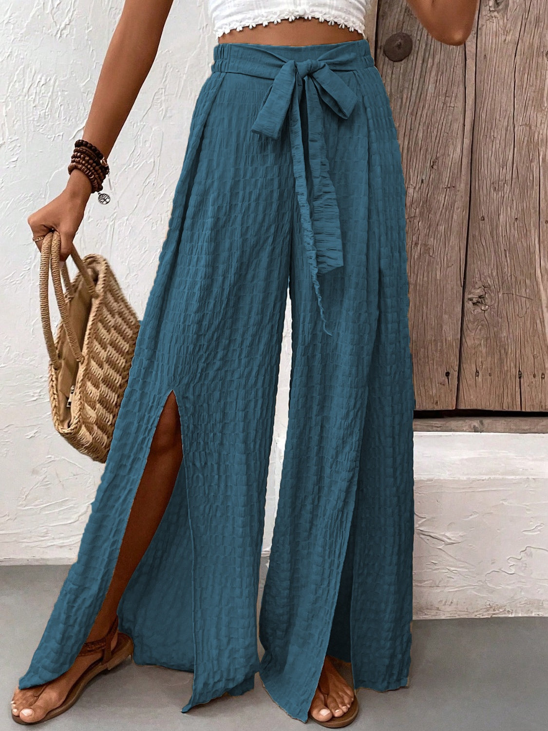 Honeybee Mumford's Tied Slit Wide Leg Pants