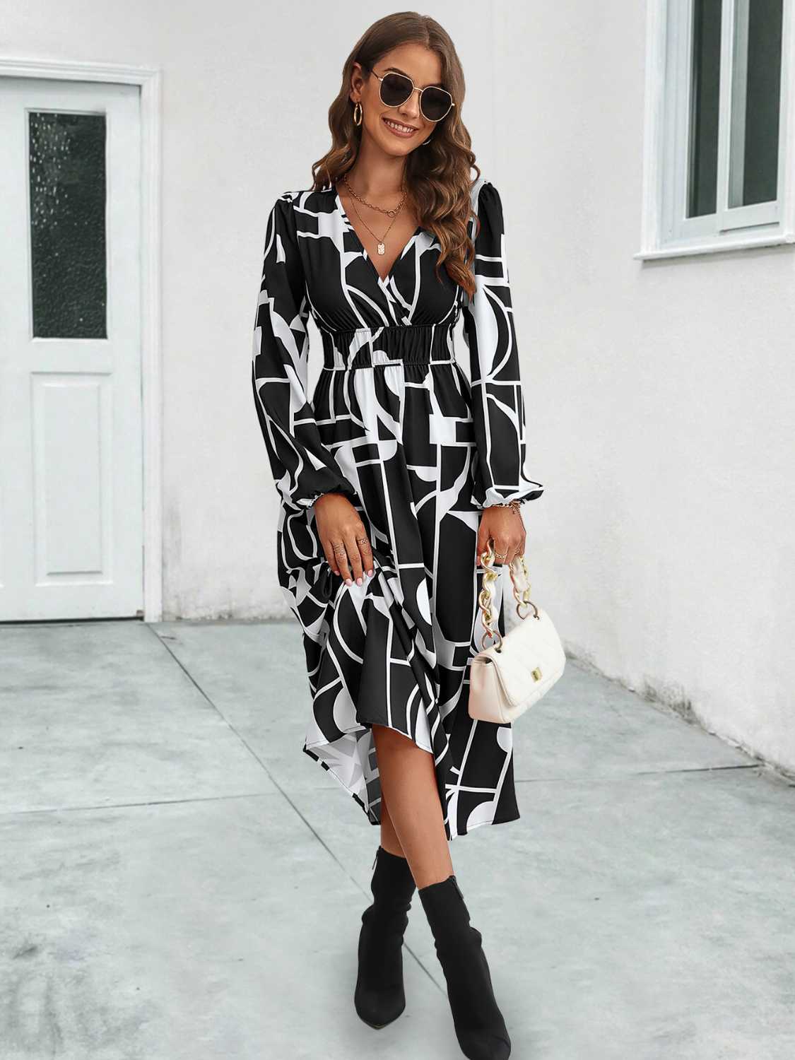 Honeybee Mumford's Surplice Neck Long Sleeve Midi Dress