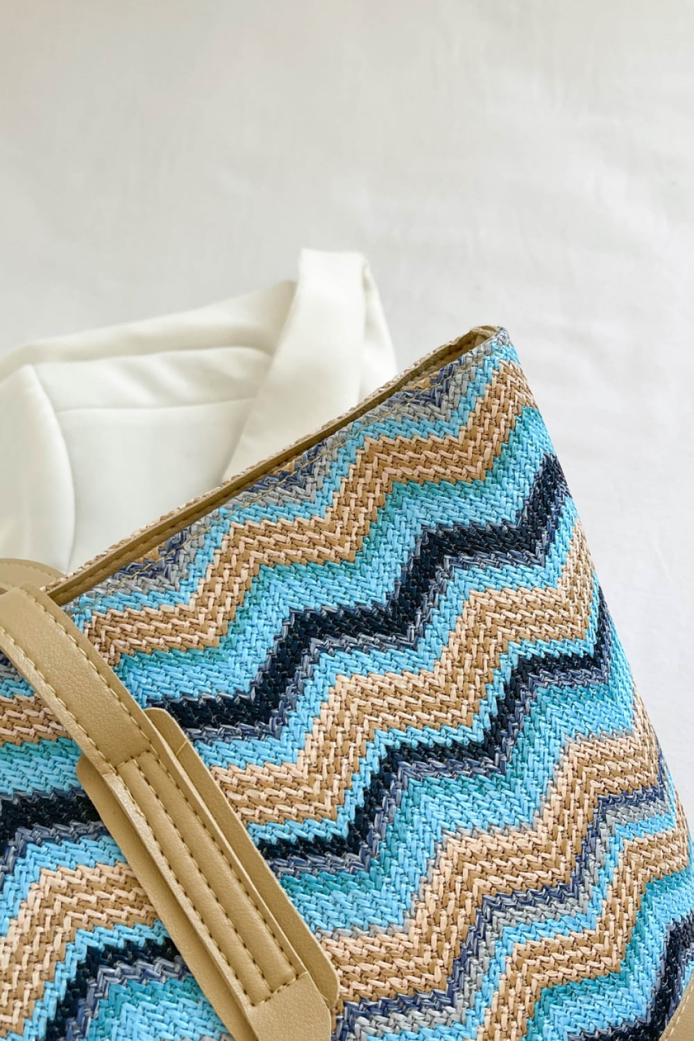 Honeybee Mumford's Chevron Straw Tote Bag