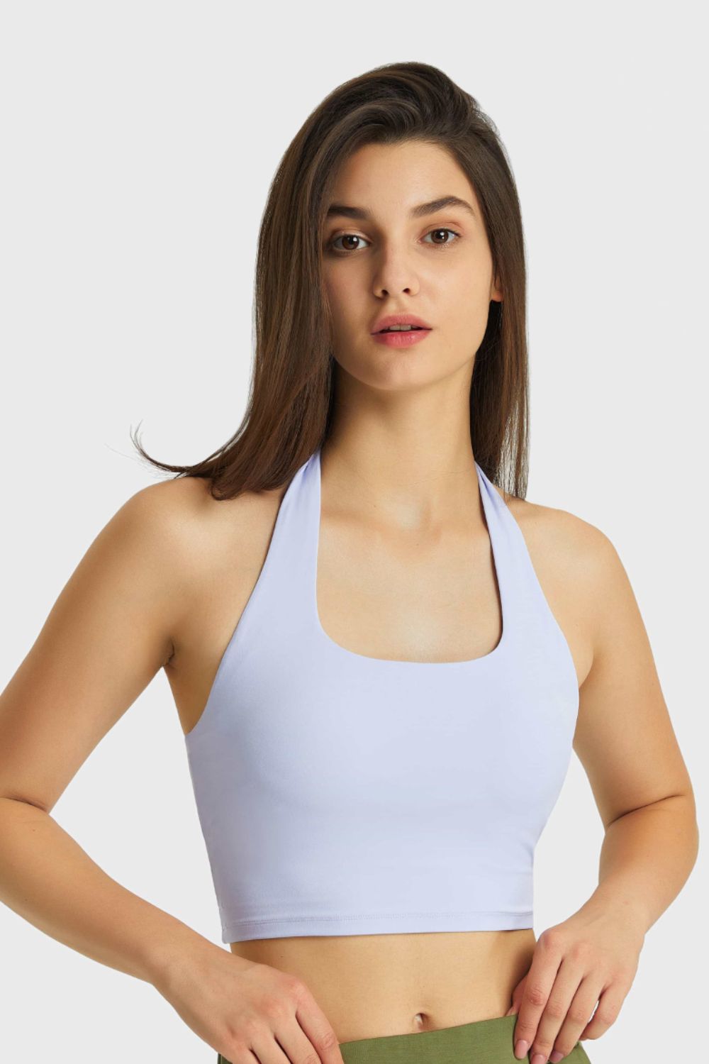 honeybee Mumford's Breathable Sports Bra w/ Halter Neck in Purple, Blue, Brown, Nude