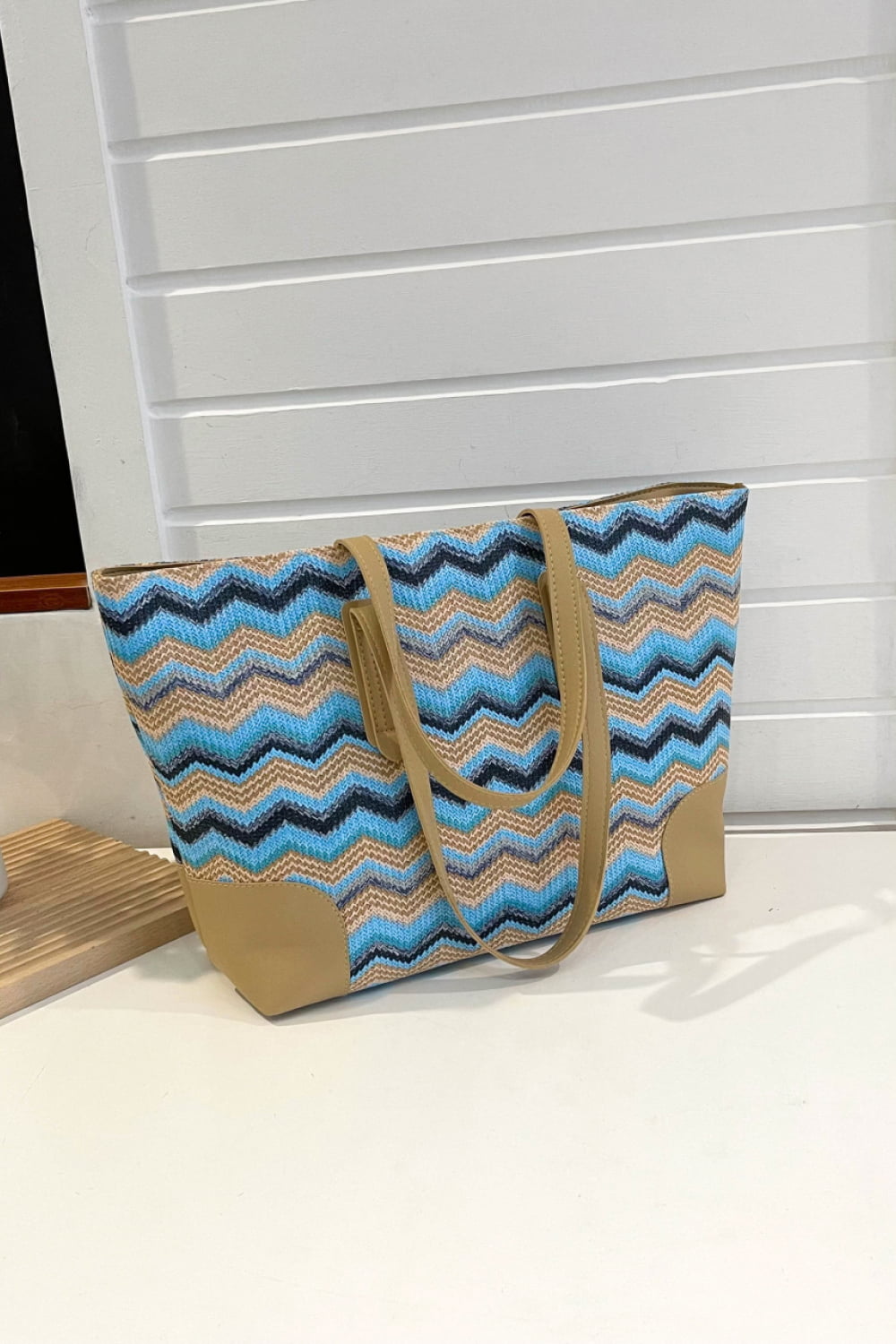 Honeybee Mumford's Chevron Straw Tote Bag