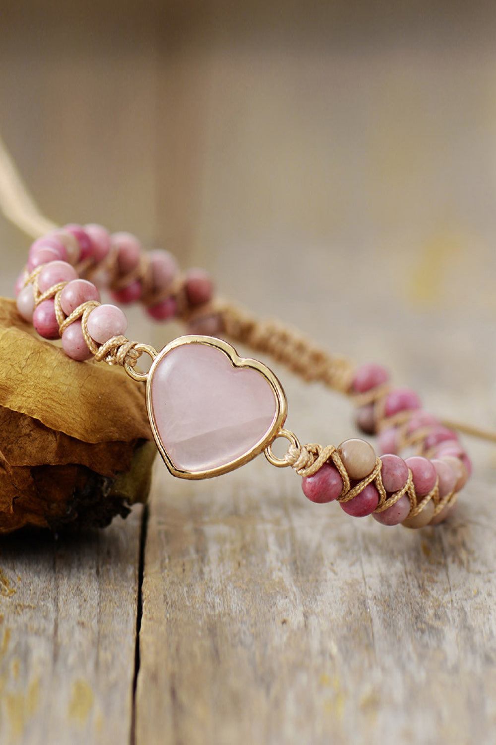 honeybee Mumford's Rose Quartz Heart Beaded Bracelet