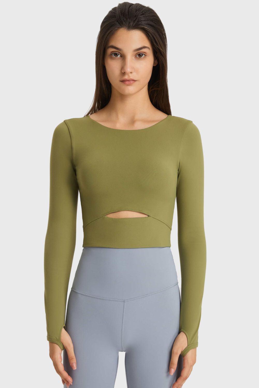 Honeybee Mumford's Cutout Long Sleeve Cropped Sports Top