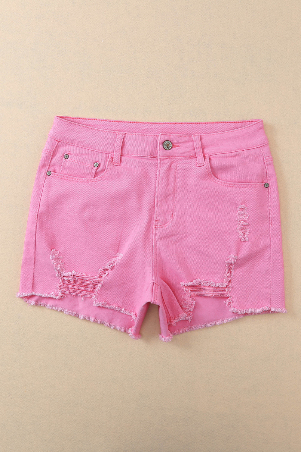 Honeybee Mumford's Rose Solid Color Distressed Denim Shorts