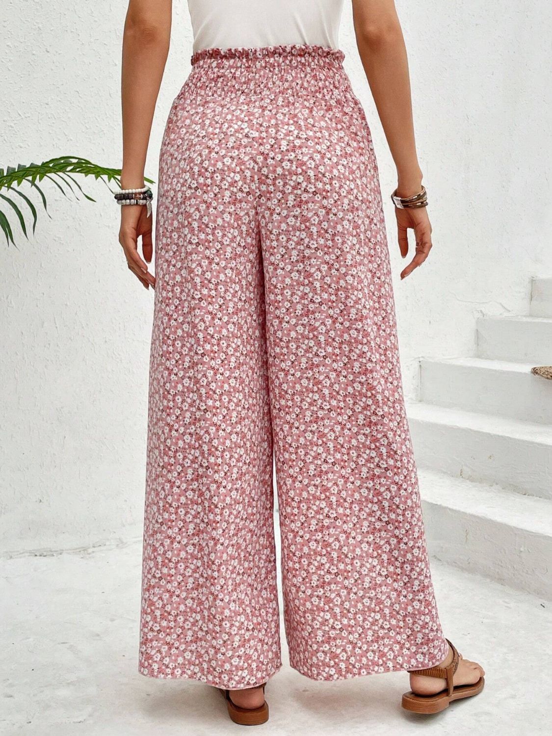 Honeybee Mumford's Tied Printed Wide Leg Pants