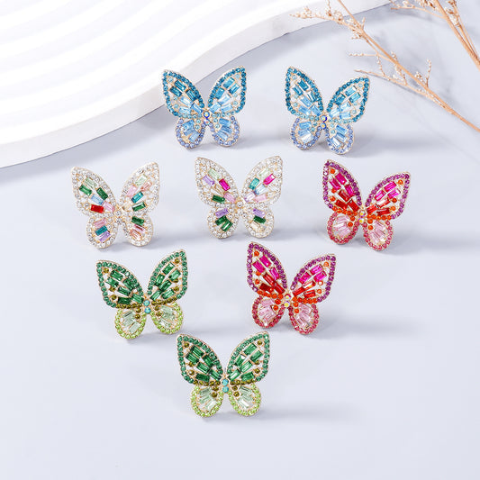 honeybee Mumford's Alloy Rhinestone Butterfly Earrings