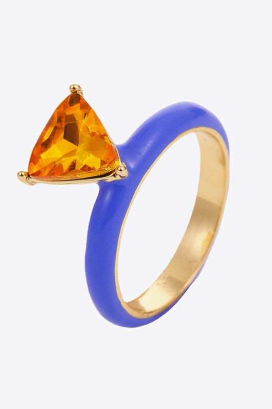 Honeybee Mumford's 18K Gold Plated Triangle Glass Stone Ring