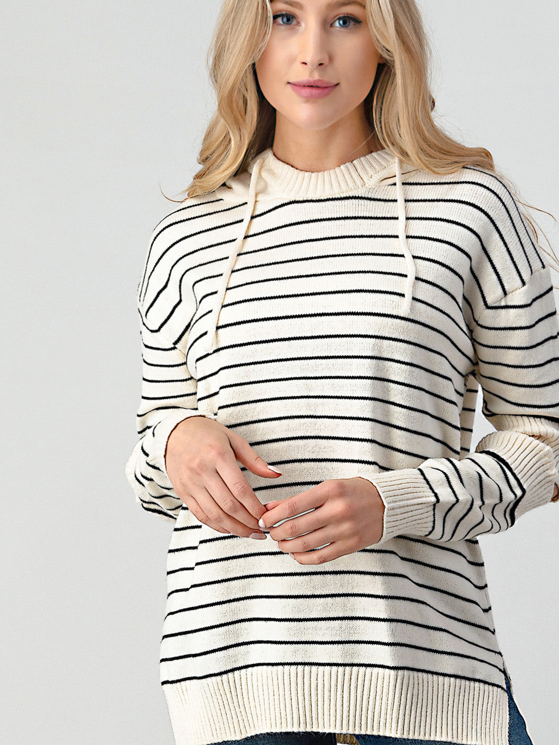 Honeybee Mumford's Striped Cutout Slit Sweater