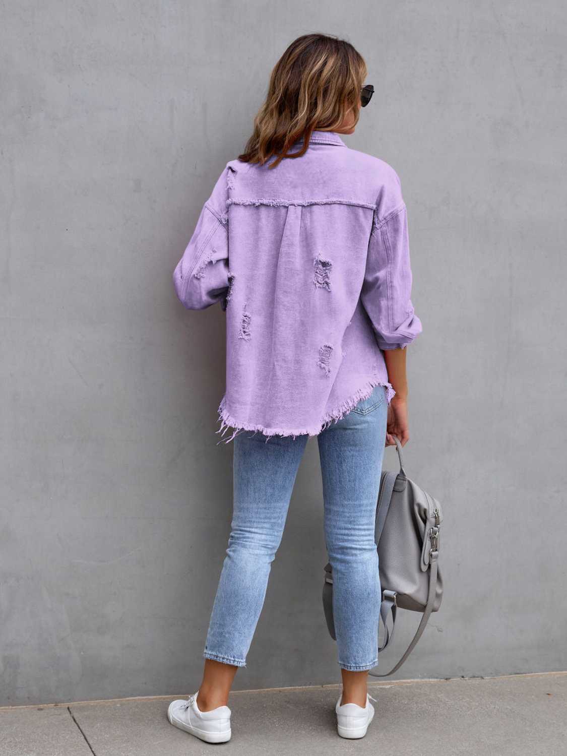 Honeybee Mumford's Distressed Drop Shoulder Denim Jacket