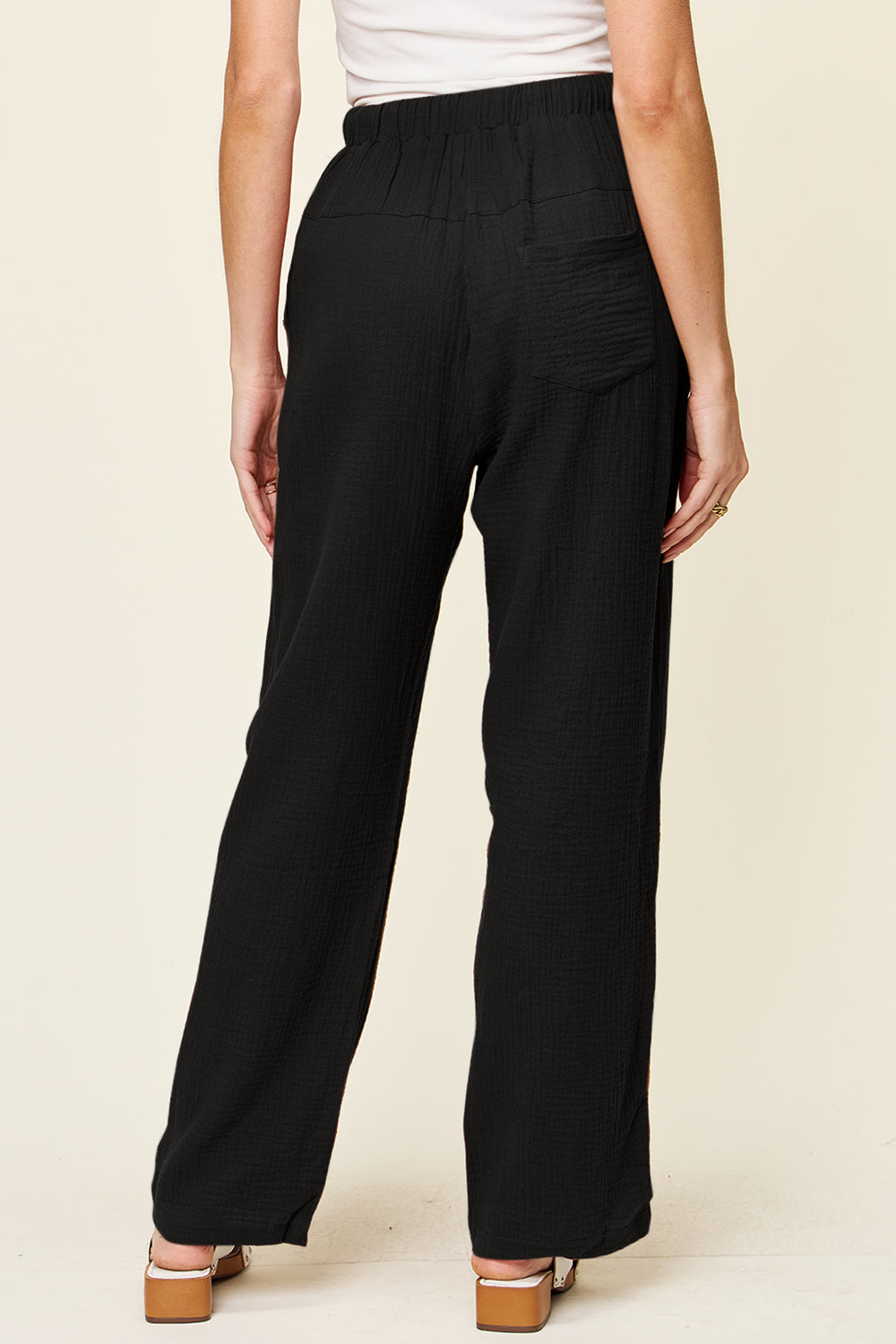 Honeybee Mumford's Full Size Texture Drawstring Straight Pants