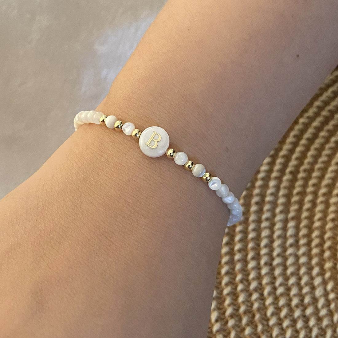 Honeybee Mumford's Shell Letter Bead Bracelet