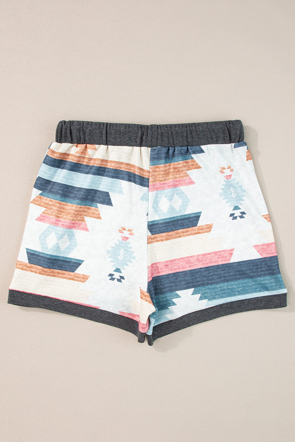 Honeybee Mumford's White Aztec Print Drawstring Waist Casual Shorts