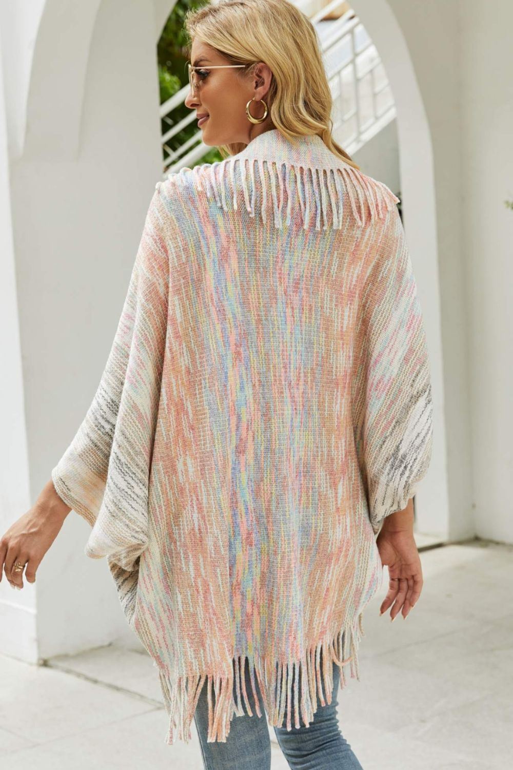 Honeybee Mumford's Multicolored Fringe Trim Poncho