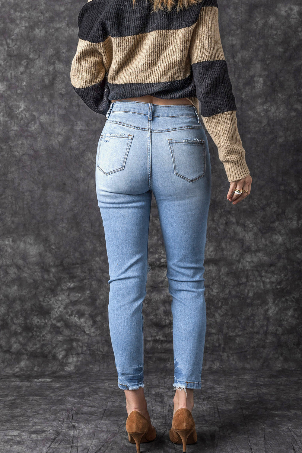 Honeybee Mumford's Light Blue Vintage Distressed Ripped Skinny Jeans