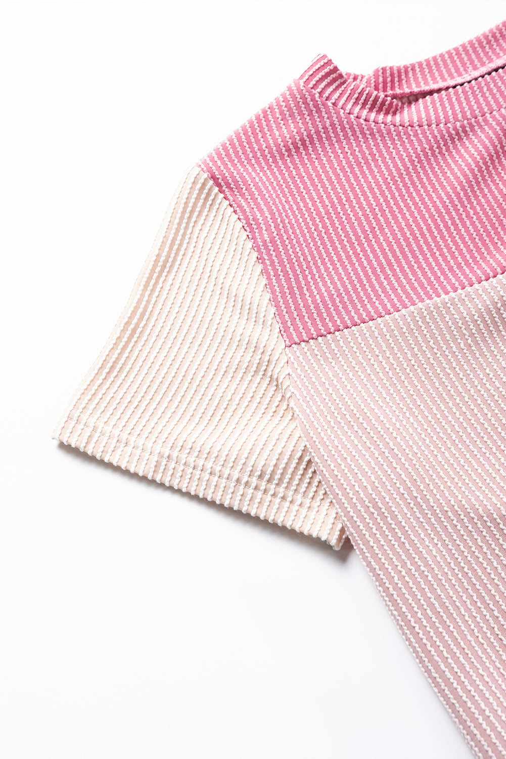 Honeybee Mumford's Pink Rib Textured Colorblock T Shirt