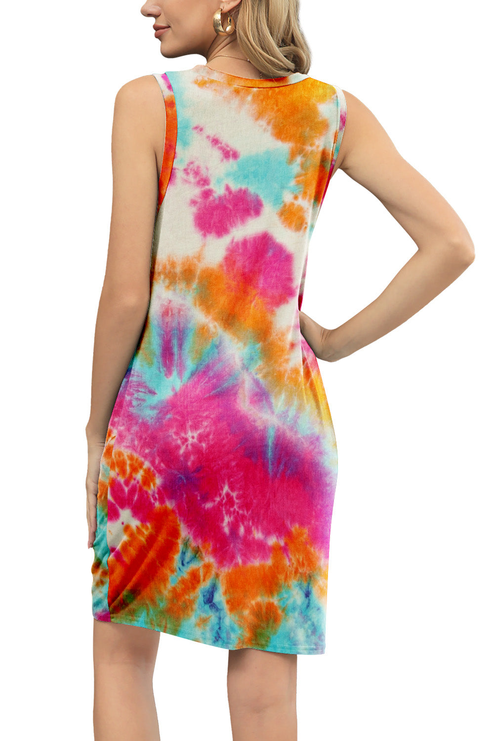 Honeybee Mumford's Tie-Dye Twisted Round Neck Sleeveless Dress