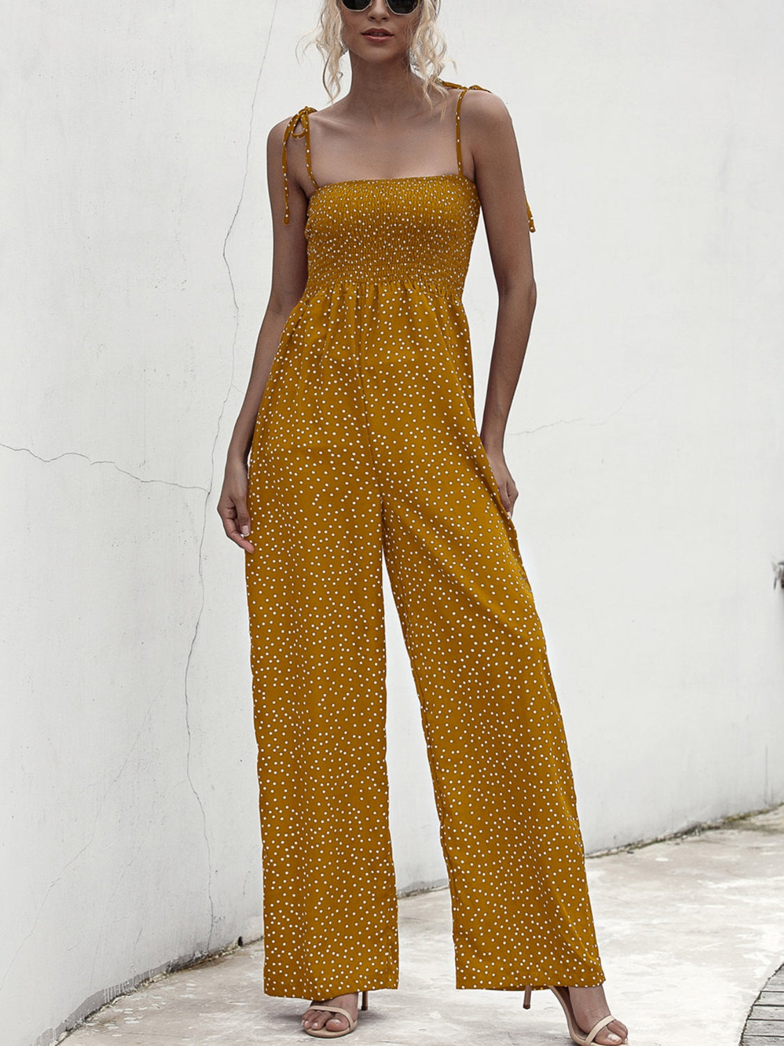 Honeybee Mumford's Square Neck Spaghetti Strap Jumpsuit