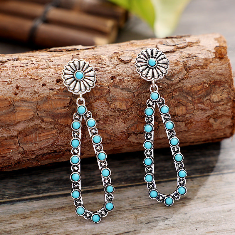 honeybee Mumford's Flower Turquoise Teardrop Earrings