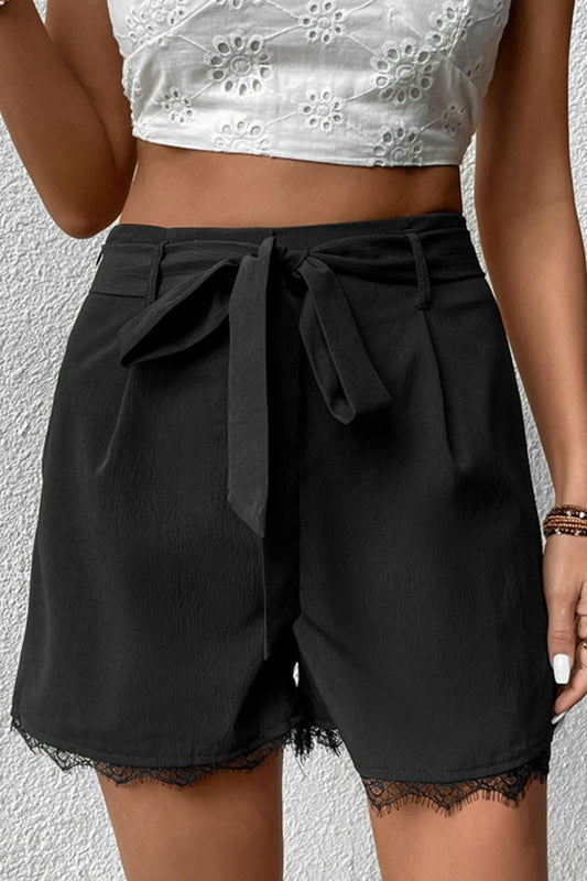 Honeybee Mumford's Tie Belt Lace Trim Shorts