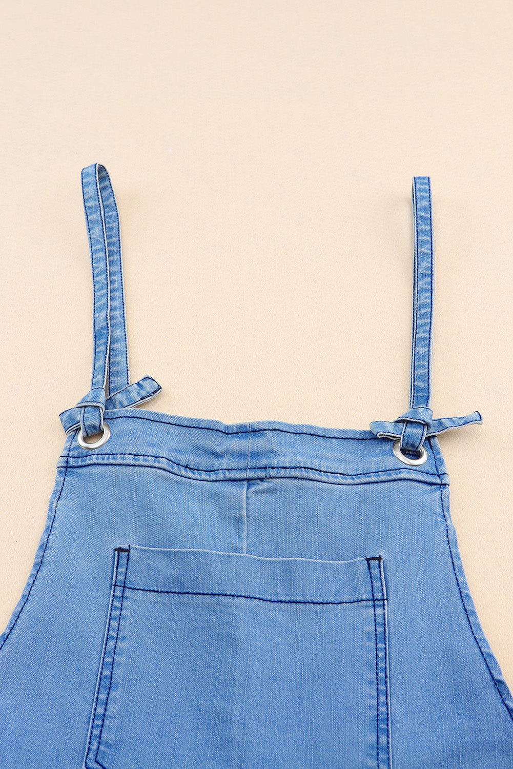 Honeybee Mumford's Sky Blue Grommet Tie Straps Casual Denim Romper