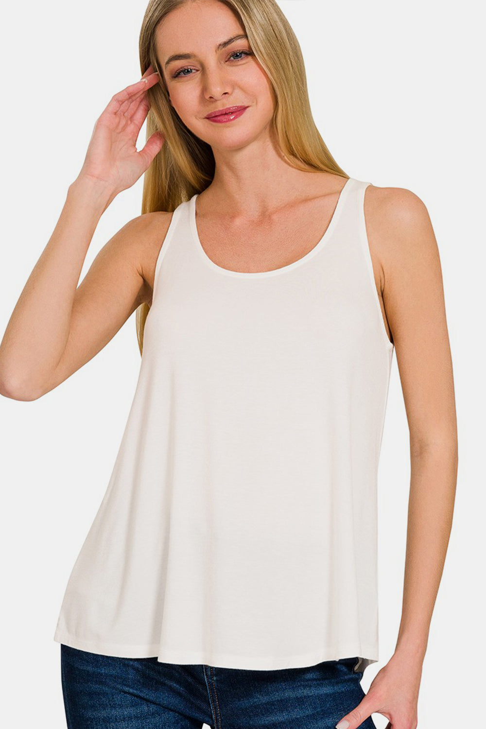 Honeybee Mumford's Round Neck Flowy Hem Tank