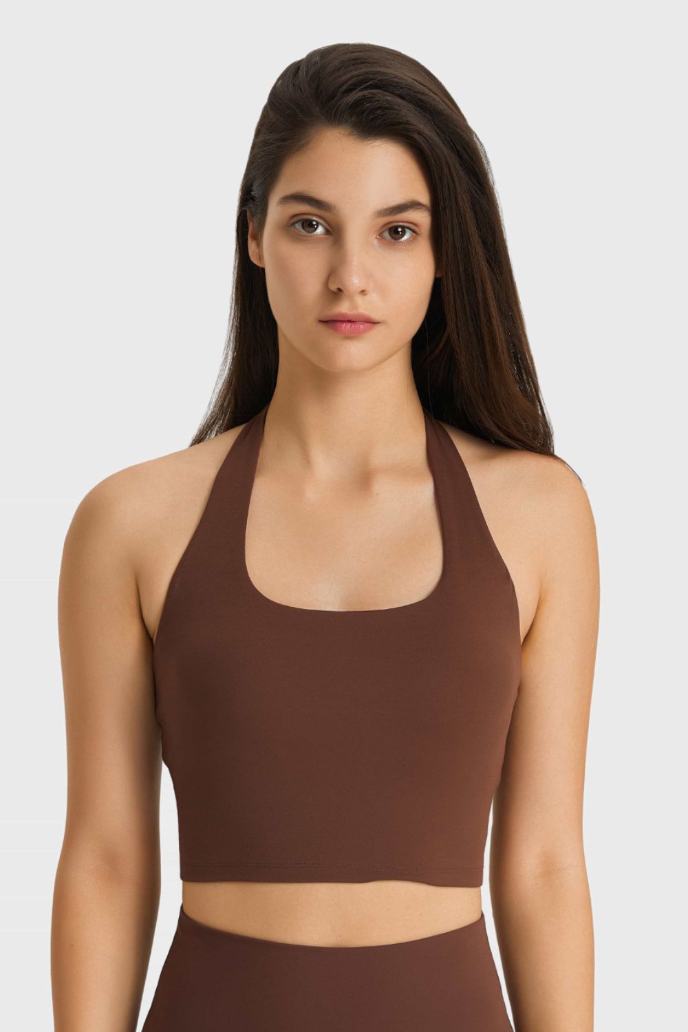 honeybee Mumford's Breathable Sports Bra w/ Halter Neck in Purple, Blue, Brown, Nude