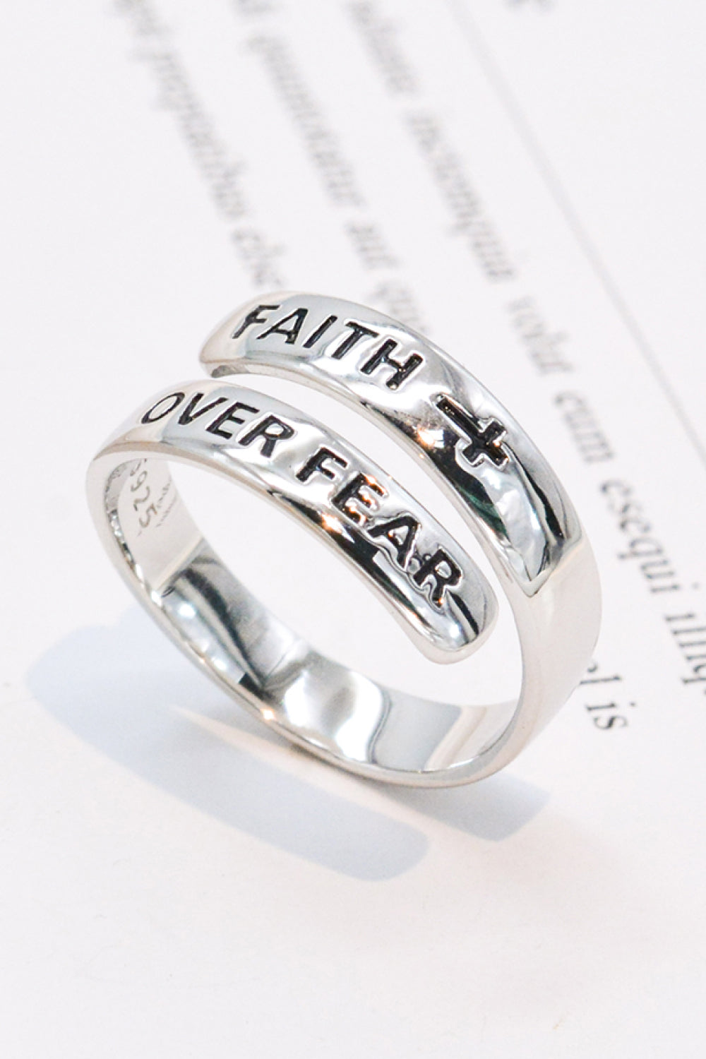 Honeybee Mumford's Silver "FAITH OVER FEAR" Bypass Ring