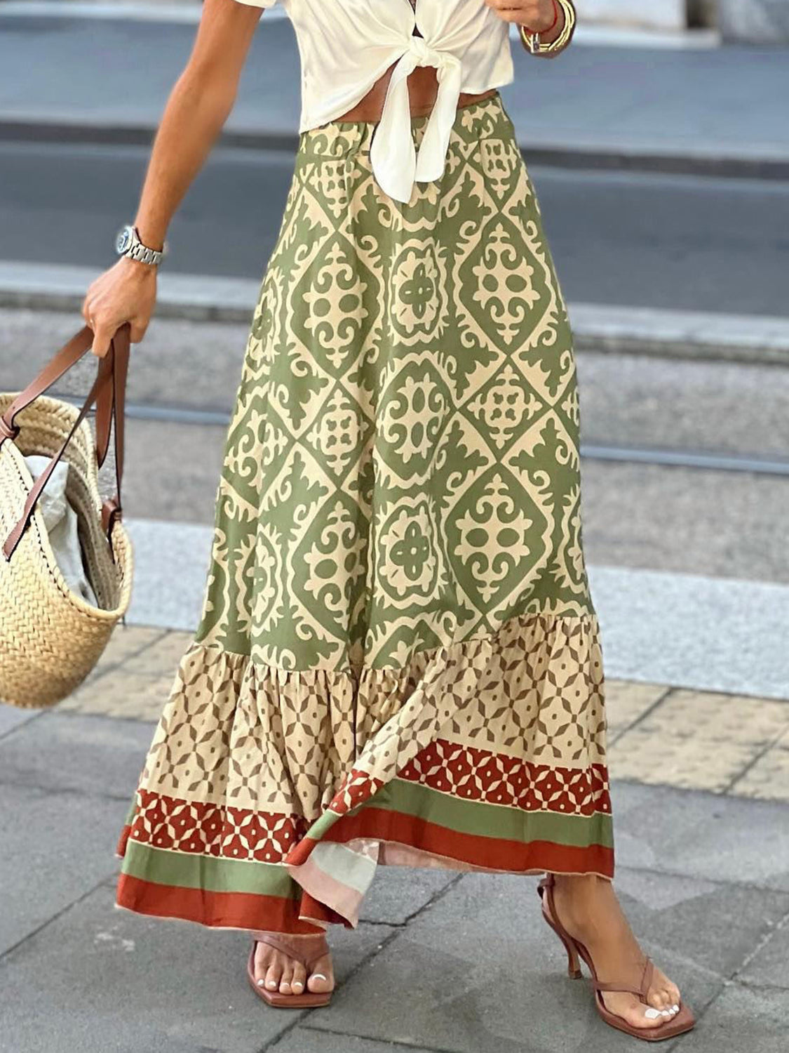 Honeybee Mumford's Geometric Elastic Waist Maxi Skirt