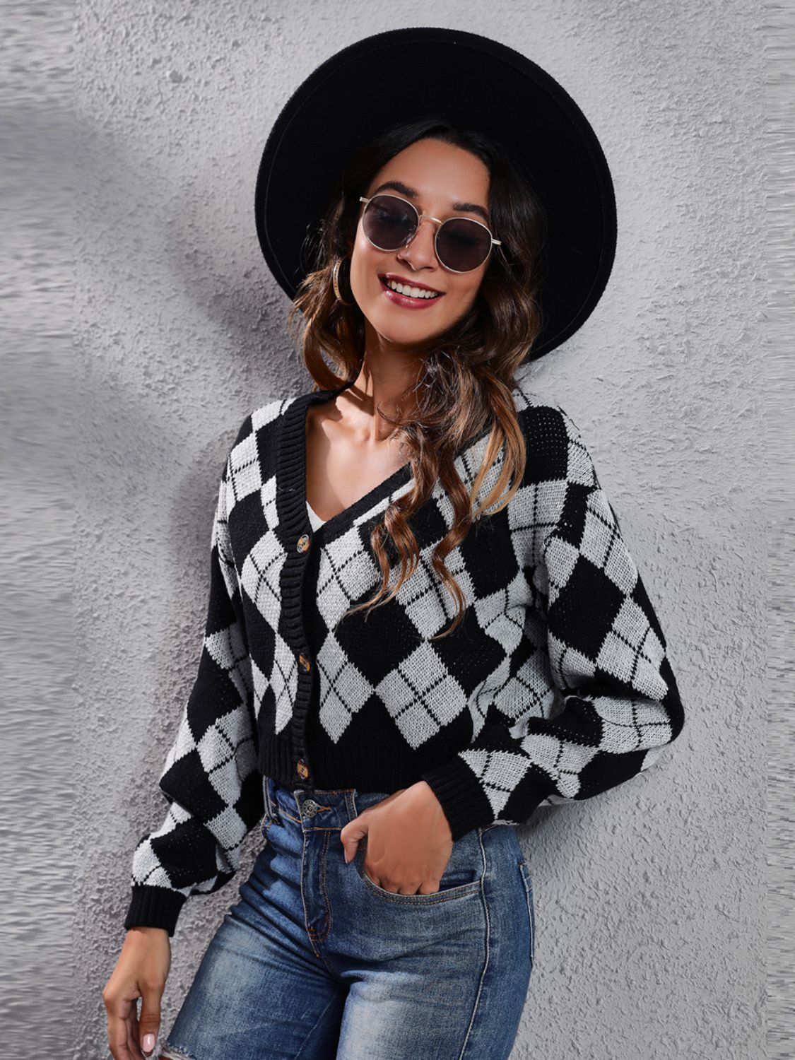 Honeybee Mumford's Geometric Button Up Long Sleeve Cardigan