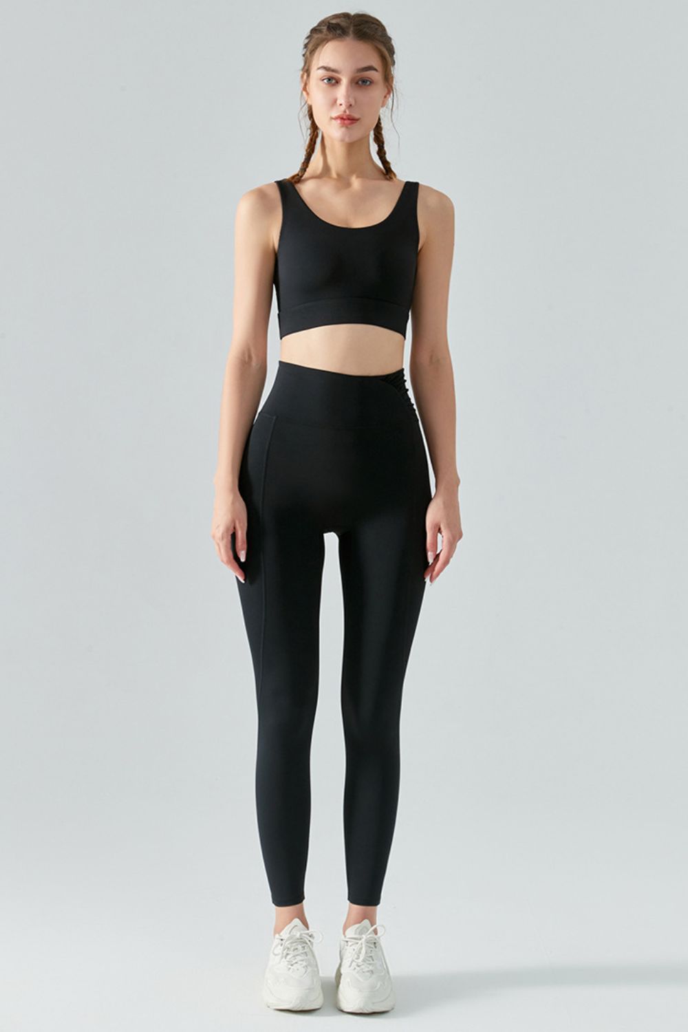 Honeybee Mumford's Faux Layered Twist Back Cutout Sports Bra