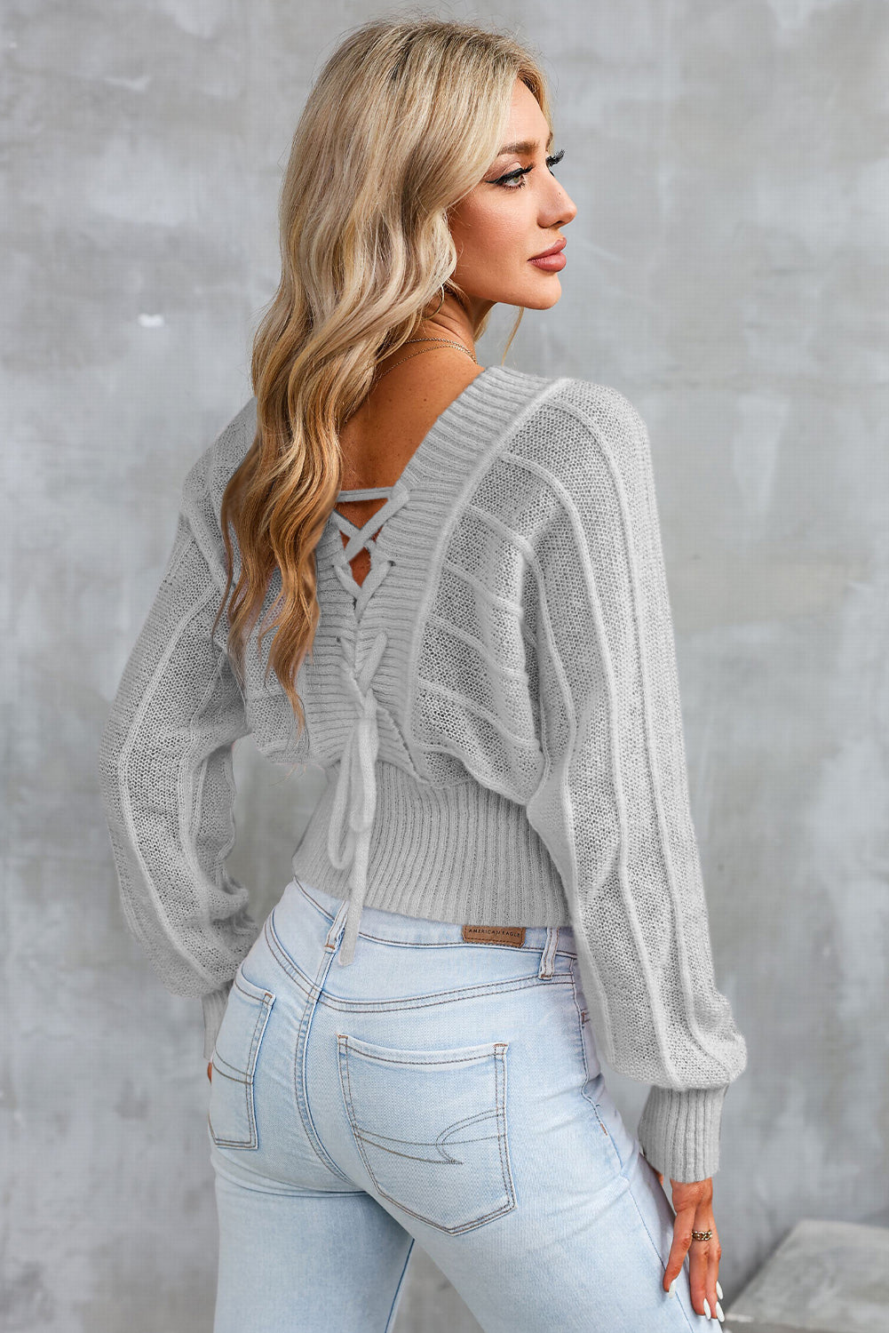 Honeybee Mumford's Surplice Neck Lace-Up Sweater