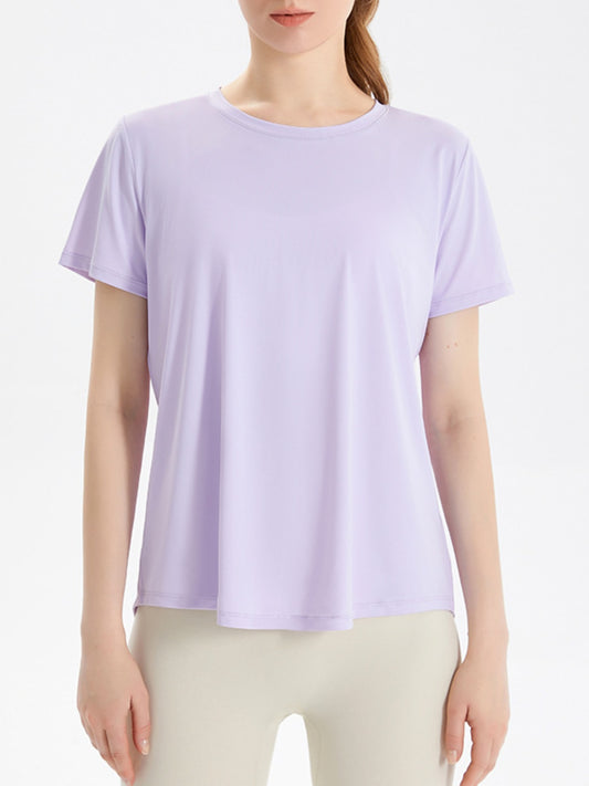 Honeybee Mumford's Slit Round Neck Short Sleeve Active T-Shirt